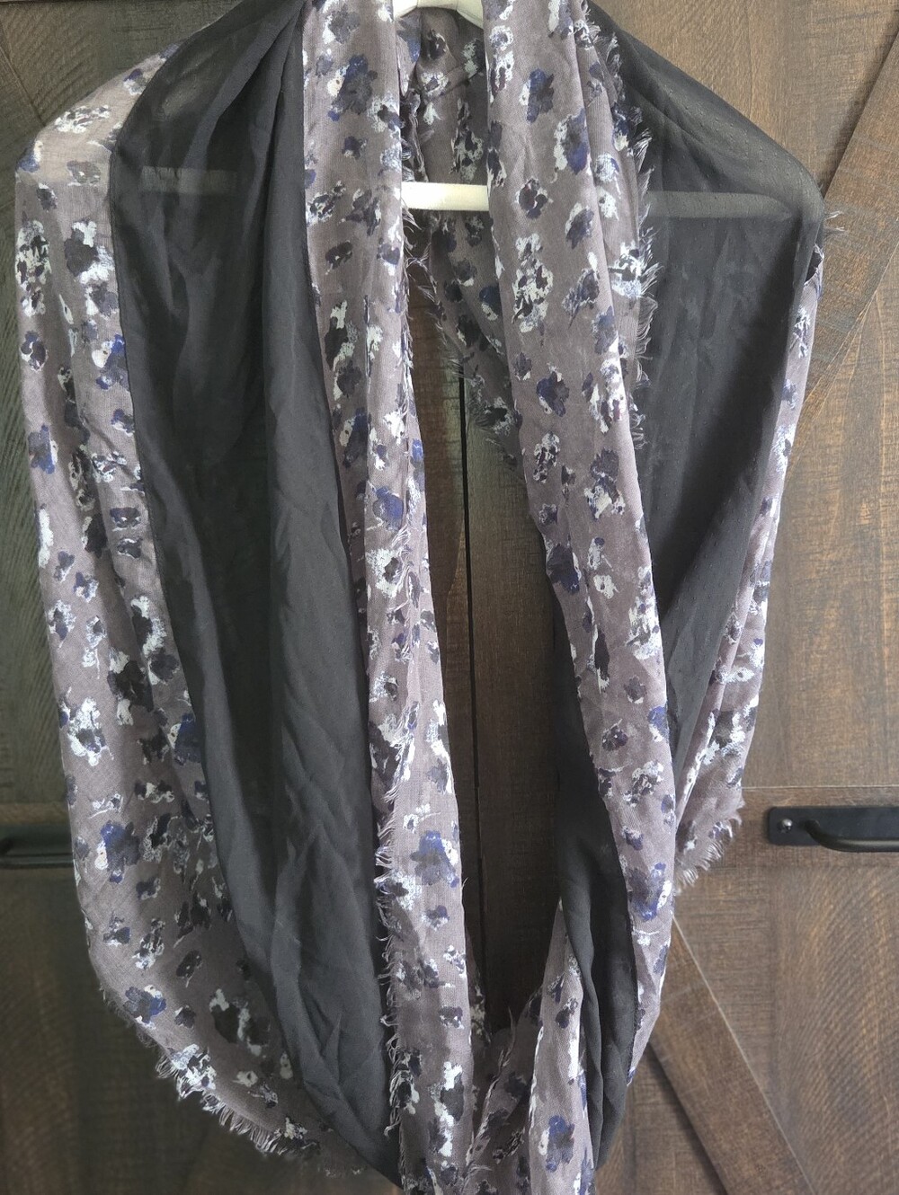 Simply Vera Vera Wang Black and Gray Patterned Infinity Scarf-Style Shirt Accent
